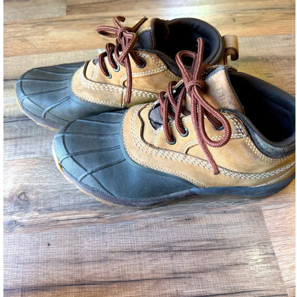 LL Bean Storm Chaser Duck Boots Tan Leather Waterproof Women 8.5 Gorpcore